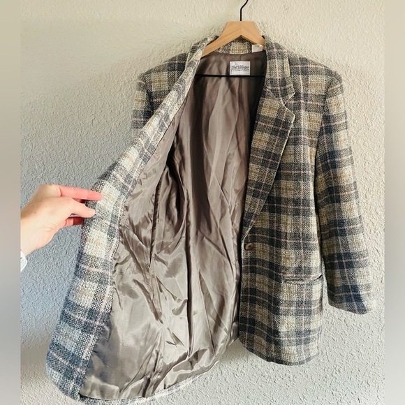 Vintage 90s Liz Claiborne The Villager Grey Plaid Jacket - Picture 5 of 14